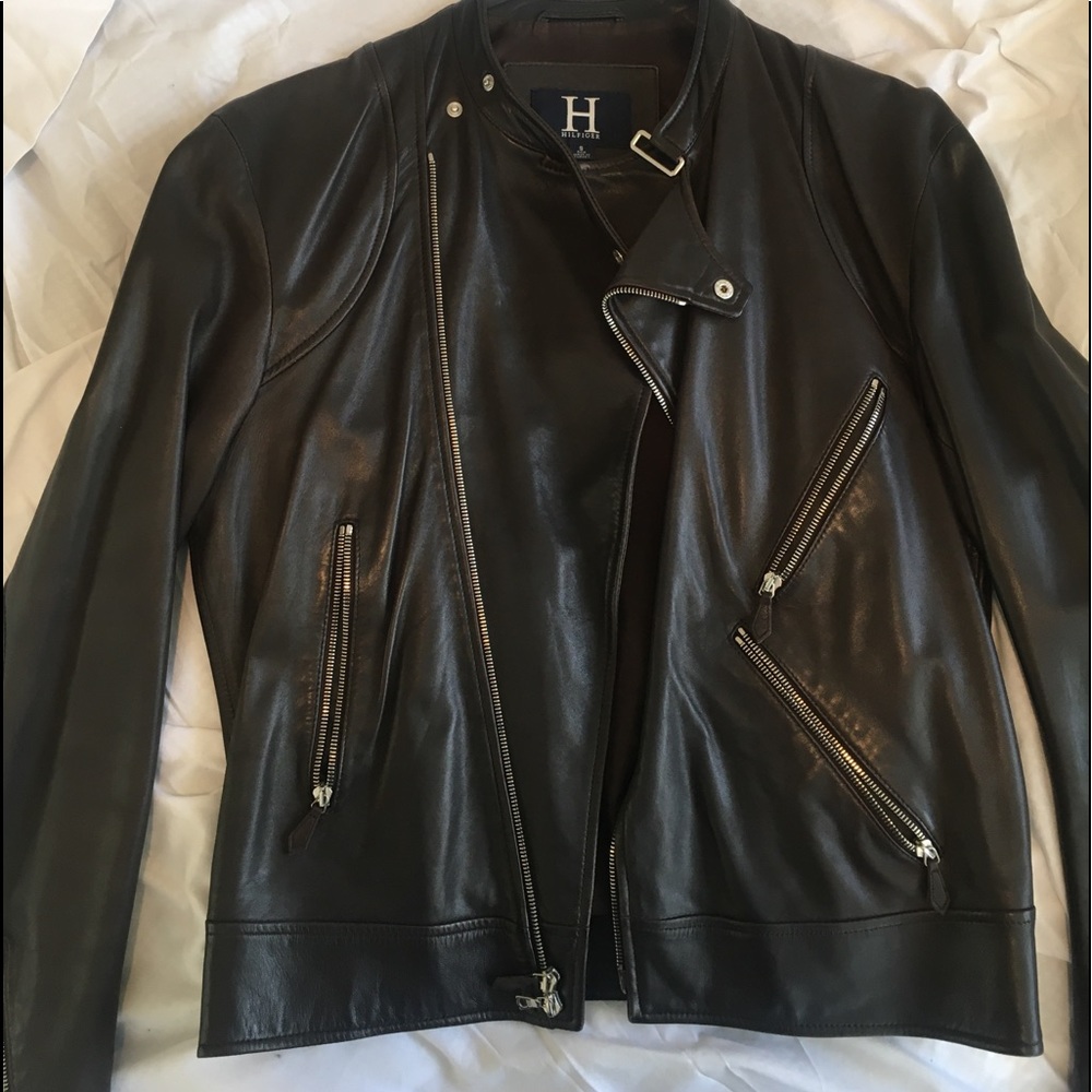 TOMMY HILFILGIER Super soft Brown Leather jacket 100% lamb leather